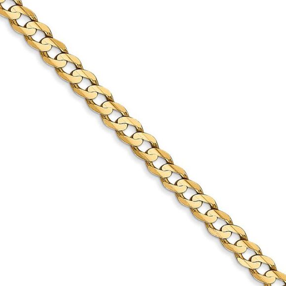 3.8mm 14k Yellow Gold Open Concave Curb Chain Necklace 16 Inch